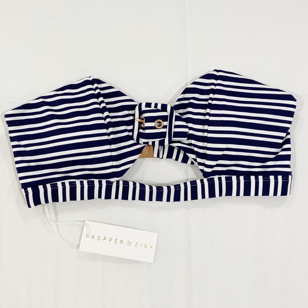 Kopper & Zink Riri Bikini Top in Navy Stripes
